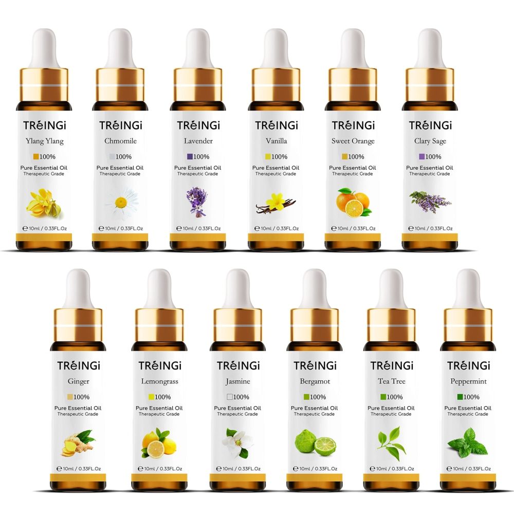 10ml Lavender Essential Oil Diffuser Pure Natural Ylang Ylang Vanilla Bergamot Mint Jasmine Lemon Sage Tea Tree Oil with Dropper